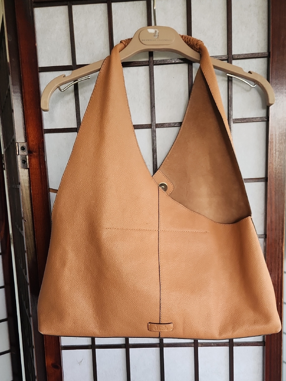 Vince Camuto Pebbled Leather Tote in Cognac Brown
